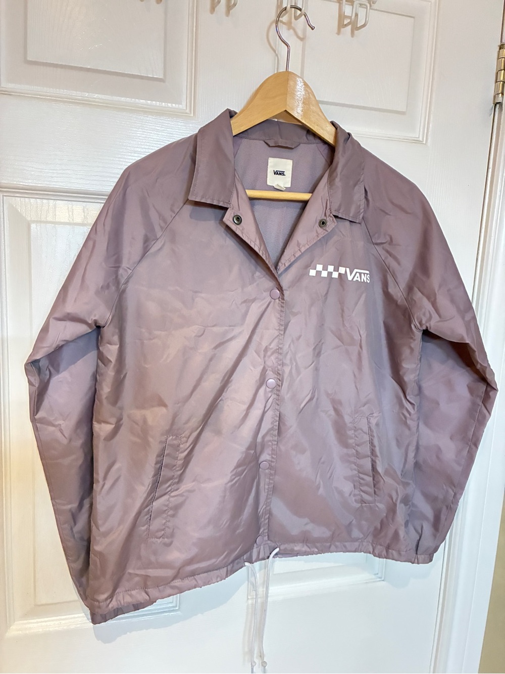 Vans Light Purple Windbreaker Jacket Women’s Small Snap Front Collared Cinch Hem